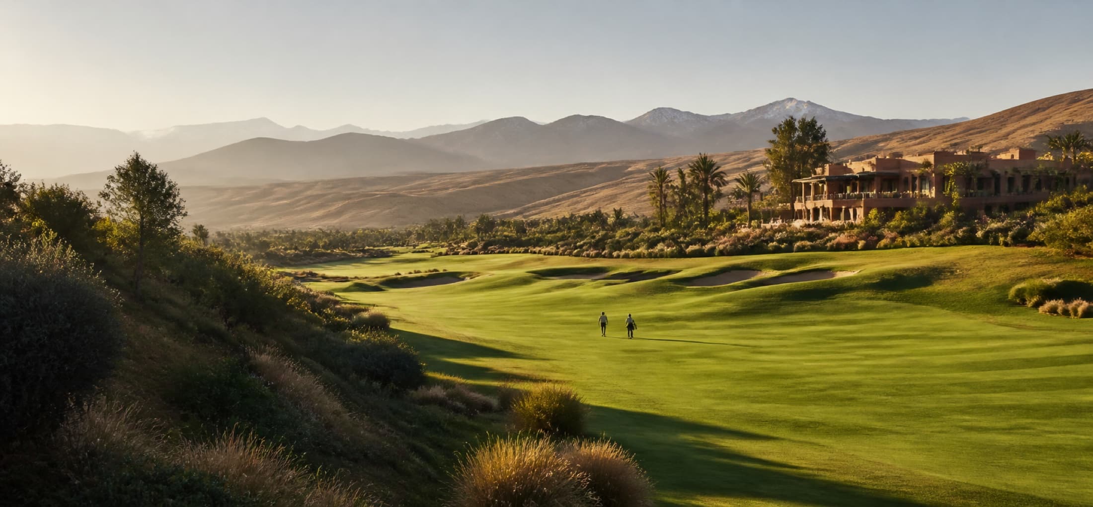 A golf landscape in Morocco at sunrise
